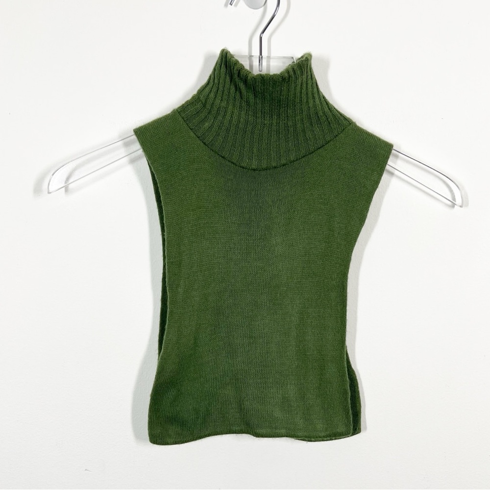 Cashmere Womens Size Small Green Sleeveless Ribbed Turtleneck Dicky Crop Sweater